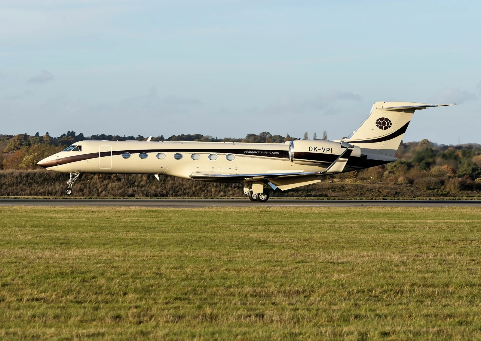 Private jet on the runway at London Luton Airport